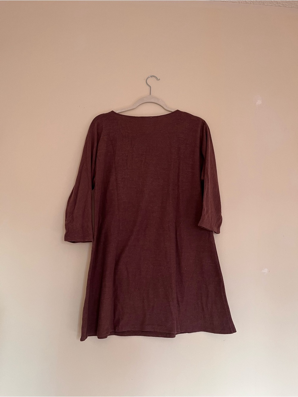 Wilfred Free 3/4 Sleeve Shift Dress/Tunic in Heathered Deep Brown - Picture 3 of 6